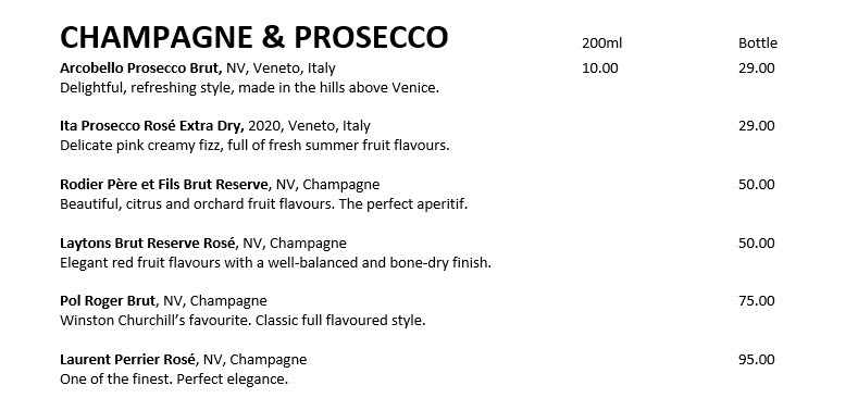 Champagne and Prosecco
